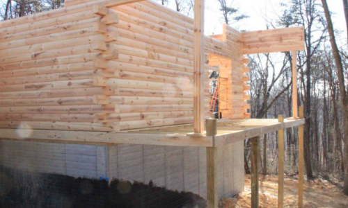 log home being built