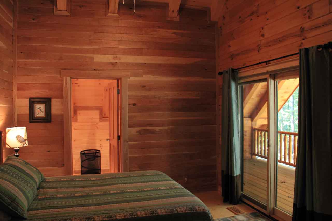 Natural wood accents in the bedroom